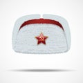 Russian white winter fur hat ushanka with red star