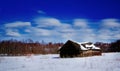 Russian winter landscape little house