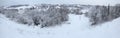 Russian winter. Snow-covered landscape near Pskov, Russa. Royalty Free Stock Photo