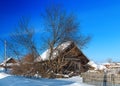 Russian winter village, snow, sun, Ural region, Shaytanka