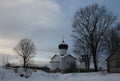 Russian winter. Vybuty Pogost near Pskov, Russia.