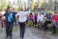 Russian woman dancing with visitor in the party,russian federation