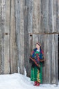 Russian woman in a traditional dress Royalty Free Stock Photo