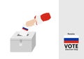 Russian woman voter dropping ballots in the election box with national flag vector Royalty Free Stock Photo