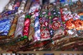 Russian women`s shawls with floral pattern