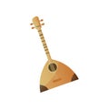 Russian wood musical instrument with four strings balalaika