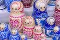 Russian wooden doll matryoshka on the counter of the gift shop. Matryoshka is a national Russian souvenir Royalty Free Stock Photo