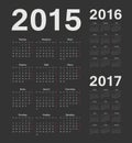 Russian 2015, 2016, 2017 year black calendars