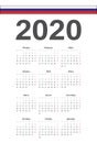 Russian 2020 year vector calendar
