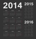 Russian 2014, 2015, 2016 year vector calendars