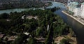 Russioa, Krasnodar cityscape and Kuban river from aerial view. Krasnodar region, Russia