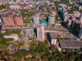 Russioa, Krasnodar cityscape and Kuban river from aerial view. Krasnodar region, Russia