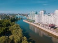 Russioa, Krasnodar cityscape and Kuban river from aerial view. Krasnodar region, Russia