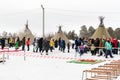 Khanty wigwams on festival square Royalty Free Stock Photo