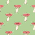 Russula Edible Mushroom Seamless pattern