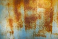 Rust background. Old rusty metal texture. Abstract orange brown blue grunge background. Royalty Free Stock Photo