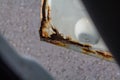 rust build on a car door Royalty Free Stock Photo