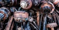 Rust Car Parts in junkyard