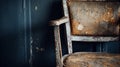 Vintage Velvet Chair With Rustic Charm And Peeling Paint