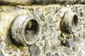 Rust and corrosion in the pipe and metal skin.Corrosion of metal.Rust of metals Royalty Free Stock Photo