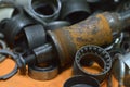 rust and dirt on bicycle parts