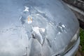 Rust, grime and peeling paint on top of a car bonnet after years of neglect Royalty Free Stock Photo