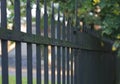 Rust iron castle fence in sunny day