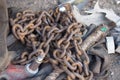 Rust metal chains and bolt Royalty Free Stock Photo
