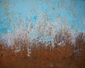 Rust, metal texture, peeling blue paint. Old wall for grunge design Royalty Free Stock Photo