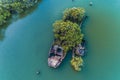 Rust old abandoned ship wreck in Sydney, Homebush Royalty Free Stock Photo