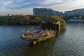 Rust old abandoned ship wreck in Sydney, Homebush Royalty Free Stock Photo