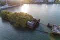 Rust old abandoned ship wreck in Sydney, Homebush Royalty Free Stock Photo