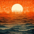 Rust Op Art Seascape Abstract: Dystopian Cityscapes And Pixelated Landscapes