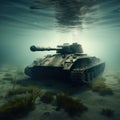 Rust in Peace: A Tank Left to Decay Underwater. Generative ai
