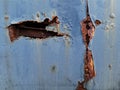 Rust and pealed paint on an old abandoned train