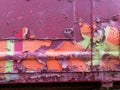 Rust and pealed paint on an old abandoned train