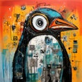 Rust Penguin: Playful Expressionism Wall Art By Eli Otamozis
