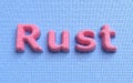 Rust Programming Language. Development concept. Coding background. Colored 3d text Royalty Free Stock Photo