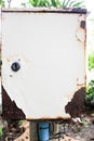 White rusty metal tag of a door of a electric cabinet Royalty Free Stock Photo