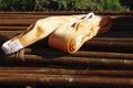 Rust steel pipes in warehouse Royalty Free Stock Photo