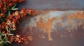 Rust Surface With Border Of Snapdragon Flowers - Urban Aesthetic
