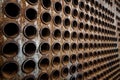 Rust tube sheet of the heat exchanger for maintenance, the water heater in the boiler as background