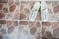 Rust white slippers