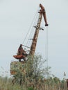 Rusted abandoned crane