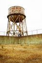 Rusted Alcatraz water tower