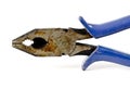 A rusted and beatup blue pliers Royalty Free Stock Photo