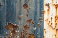 Rusted blue and white painted metal wall. Rusty metal background Royalty Free Stock Photo