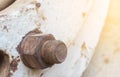 rusted bolt with nut. Grunge industrial construction Royalty Free Stock Photo