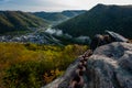 Rusted Chain Holding Chained Rock - Pine Mountain State Park - Kentucky Royalty Free Stock Photo