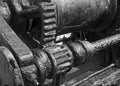 Rusted cogs and gears on an old broken industrial machine Royalty Free Stock Photo